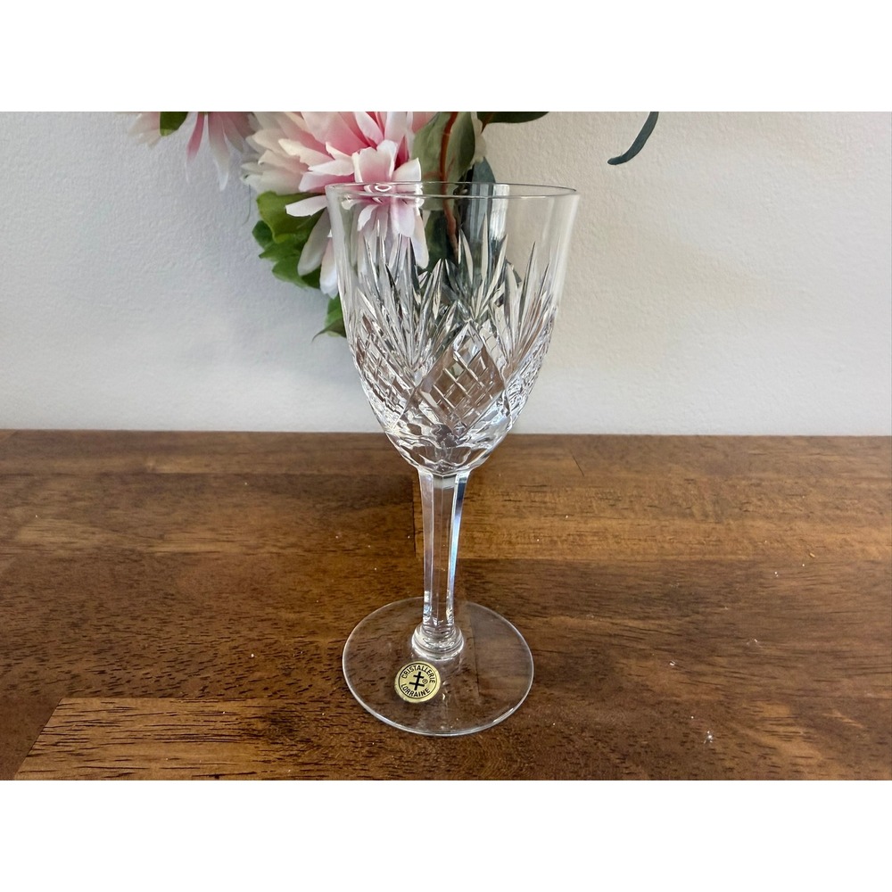 Vintage Cristallerie Lorraine French Crystal Cordial Glass Barware Bar Cart